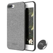 

PU Leather Fabric Pattern Magnet Absorbent Function Hard Back Case With In-Car Magnet Holder 5.5 Inch for iPhone 8 Plus/7 Plus