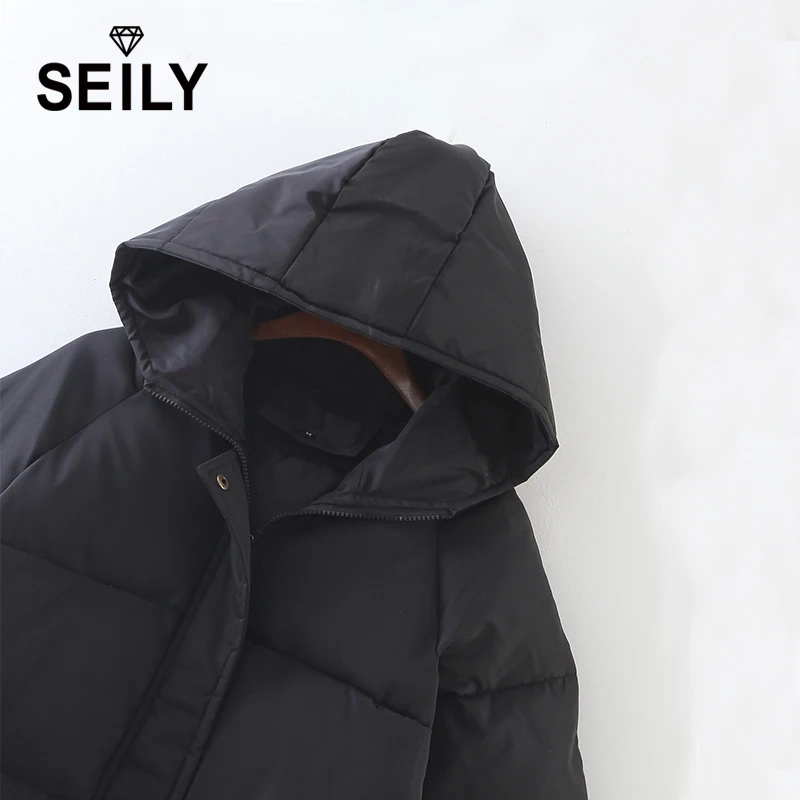 Seily Plus Size Long Winter Puffer Jacket Hooded Quilted Bread Cotton Thick Warm Coat Women Wear 2017 Fashion Parka Dresses