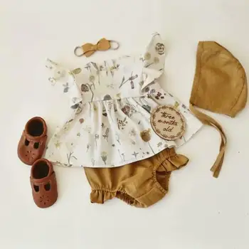 

PUDCOCO 4PCS Summer Newborn Kids Baby Girls Floral Top T-shirt Pants Hat Outfit Clothes Support wholesale