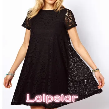 

Fashion Female Summer Style A-Line Short Sleeves Summer Dress Women Hollow Out Lace Sexy Dress Laipelar