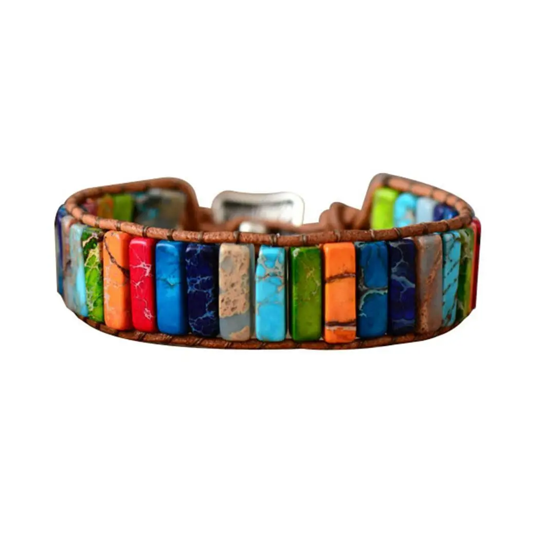 

Unisex Casual Geometric Shape Drawstring Closure Artificial Multicolor Stone Bracelet