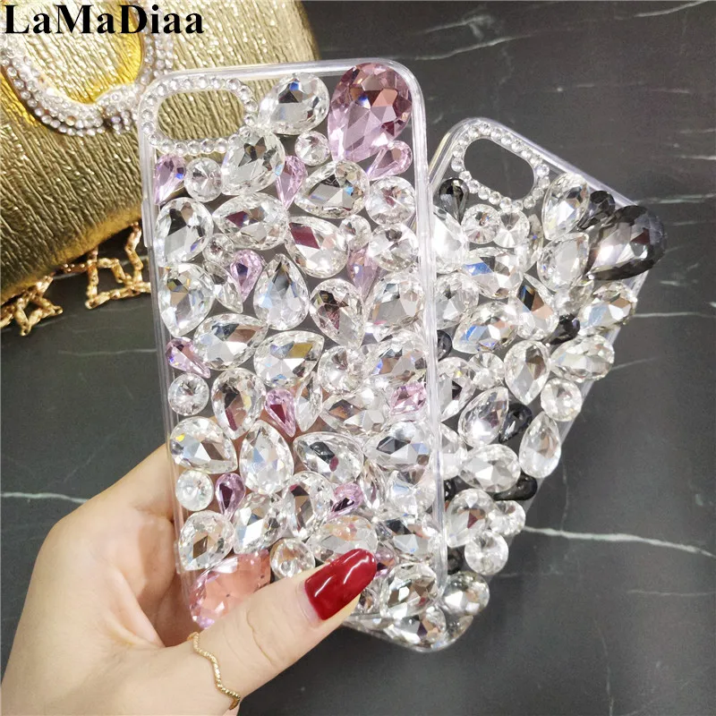 Для iPhone 1112 Pro MAX X XS XR 6 6S 7 8 Plus чехол Capinha Para Chic Flower Bling Diamond Rhinestone Прозрачный мягкий TPU