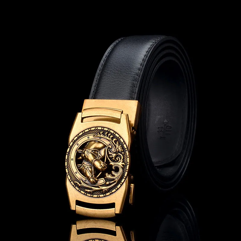 

KAWEIDA Designer Belts for Men's 2019 Trending Horse Automatic Buckle Waist Belt Cowskin Genuine Split Leather Kemer for Jeans