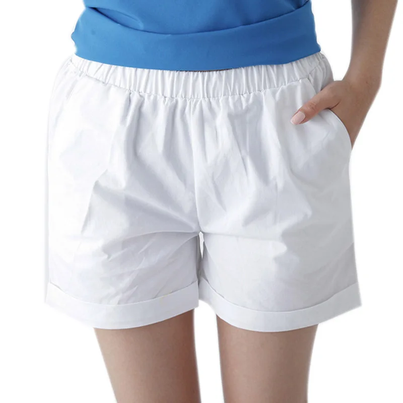 Летние Для женщин хлопковые шорты Повседневное эластичный пояс яркие однотонные Цвет Короткие штаны TY66