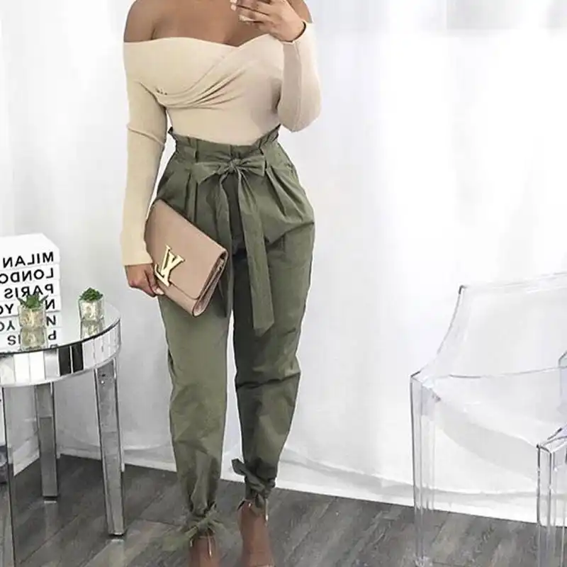 Pencil pants with bow Clearance