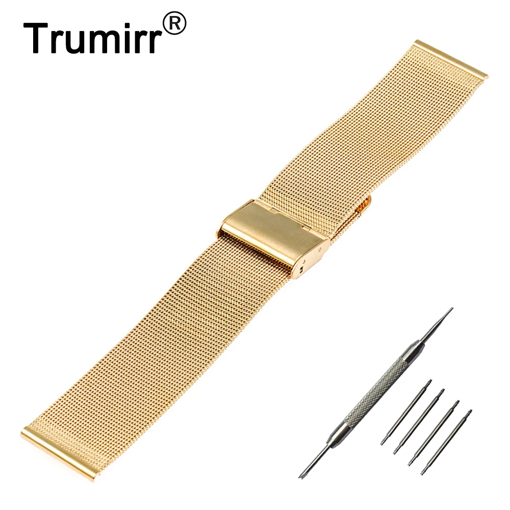 

20mm Milanese Watchband Stainless Steel Watch Band Bracelet Strap for Pebble Time Round 20mm Bradley Timepiece Black Gold Silver