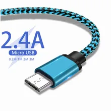 Кабель Micro USB с нейлоновой оплеткой 0,2 м 1 м 2 м 3 м а для быстрой зарядки и синхронизации данных кабели Microusb для мобильных телефонов samsung Xiaomi Android