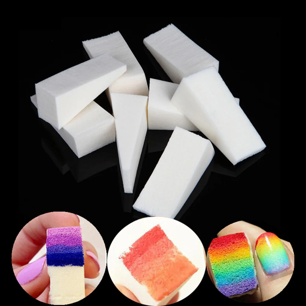 

10pcs Nail Art Gradient Color Stamping Sponge Set Gel Polish Varnish 3D Image DIY Transfer Soft Triangle Coloring Stamp Foam Kit