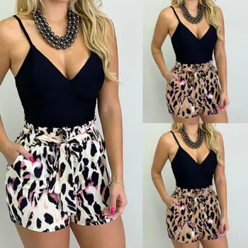 

2019 Women Ladies Summer Shorts Leopard Print High Waist Short Casual