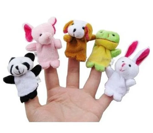 10Pcs Animal Finger Puppet Plush Toys Cartoon Biological Child Baby Favor Doll Kids Gifts Free shipping Random Color