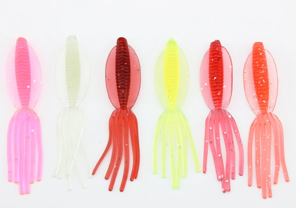30pcs Soft Squid Baits Colorful Freshwater Lure Tube Baits 6 Colors 0.8g Soft Artificial Pesca Worm Grub Squid Lures Bait  (2)
