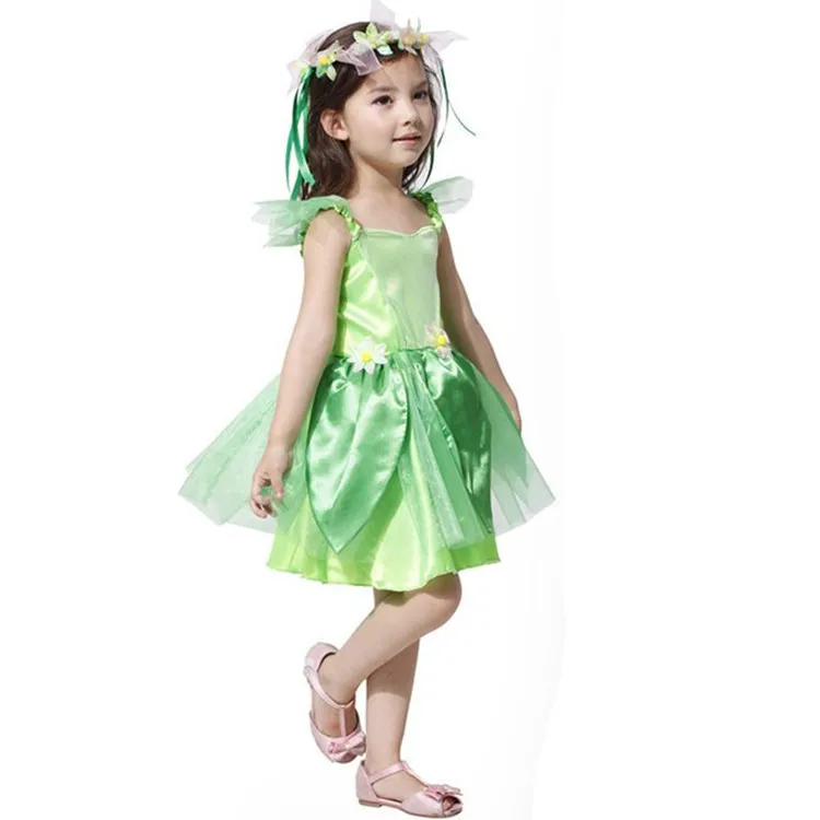 Детский костюм для хеллоуина; костюм принцессы «Динь-Динь»; Рождественский костюм для девочек; зеленый костюм феи «Тинкер»; платье-колокольчик; карнавальный костюм