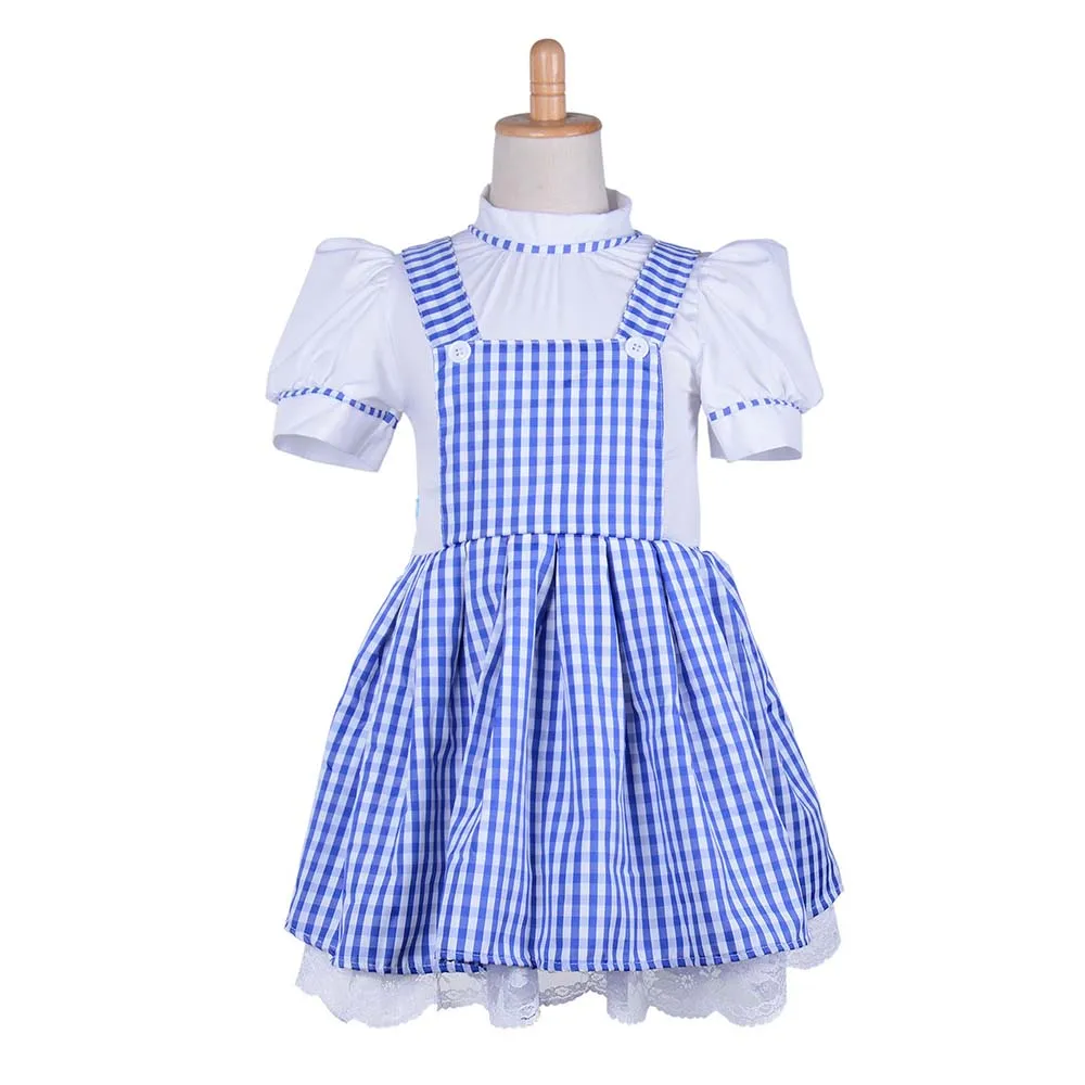 Девушки Синий Gingham Платья Старинные Плед Ремешками Подтяжк Юбка Пушистый Платье Танец Пачка нижняя юбка