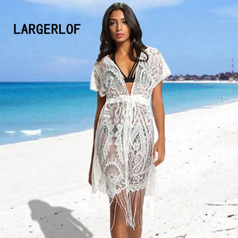 

Dress Beach Lace Long Bikini Cover Up Bathing Suit Beach Wear For Women 2018 Beach Outings BK39007