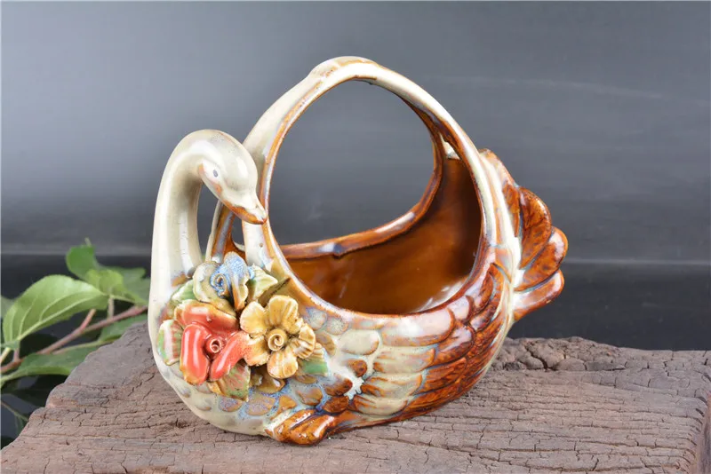 

Antique QingDynasty porcelain Color swans torage box,Hand carved, Home Decoration,best collection & adornment