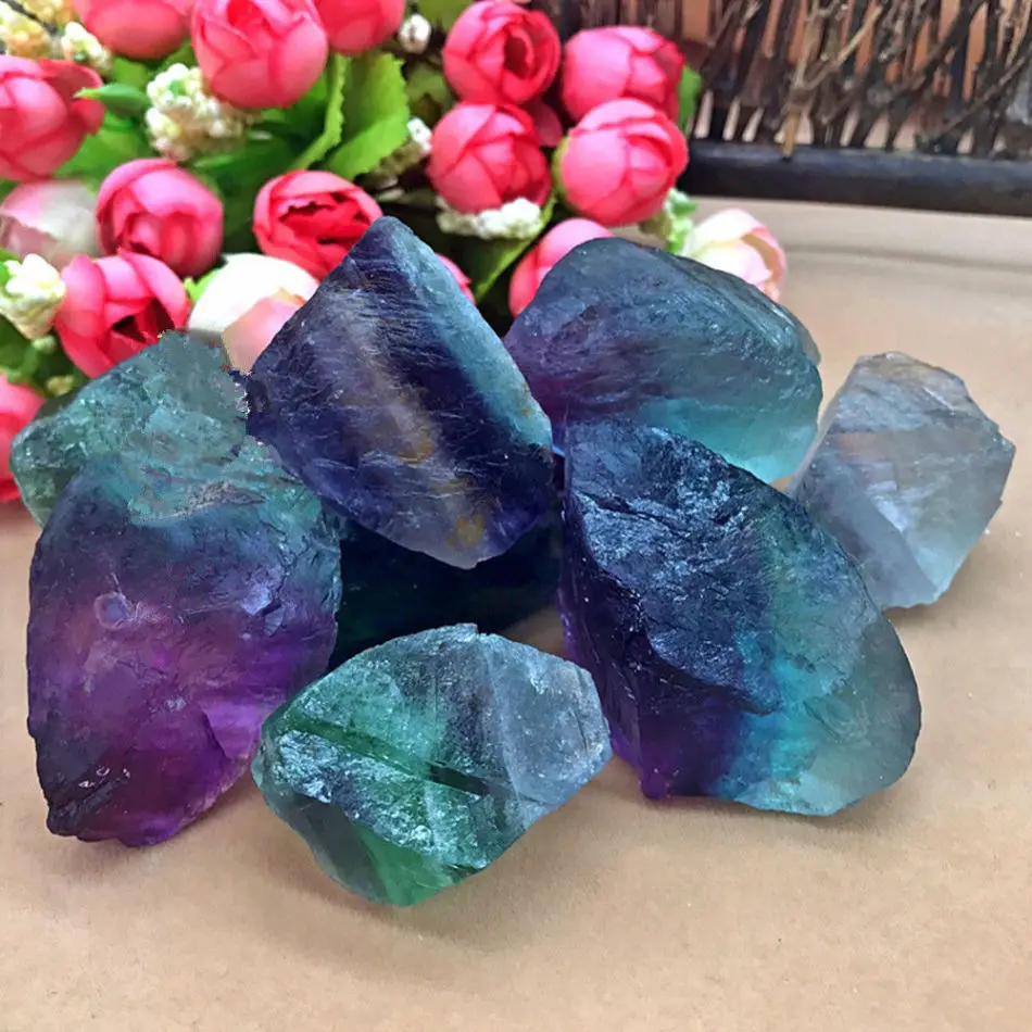 Natural Fluorite Crystal Polish Stone Rocks Gem Stone Jewelry Making Beads Specimen Color Crystal Natural Stones Minerals Random