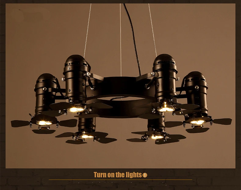 Винтажная люстра в форме веера с 6 рычагами промышленная Светодиодная лампа