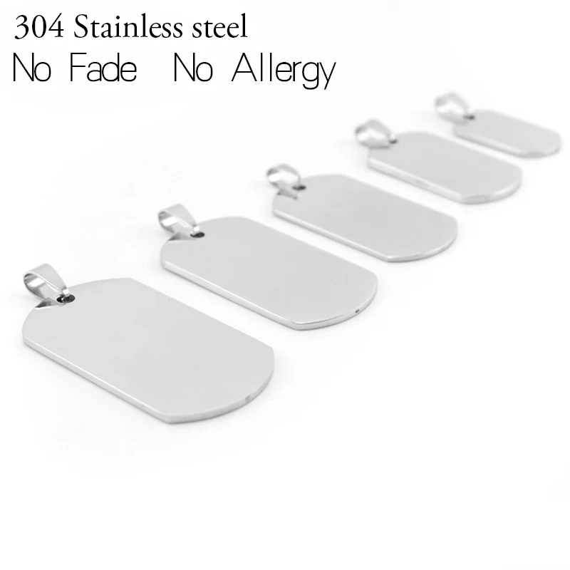 

20PCS 100% Stainless Steel Blank Dog Tag For Men Military Plate Pendant Blank Metal Tag Soldier Tag Mirror Polished Wholesale