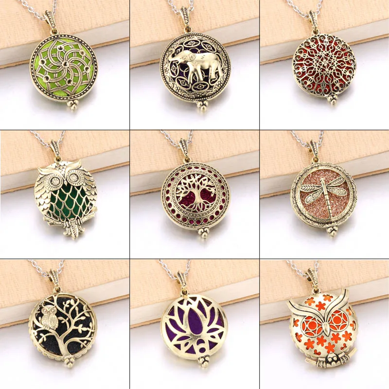 

Tree Of Life Bronze Aroma Box Diffuser Necklace Magnetic Aromatherapy Essential Oil Diffuser Perfume Box Locket Pendant Jewelry