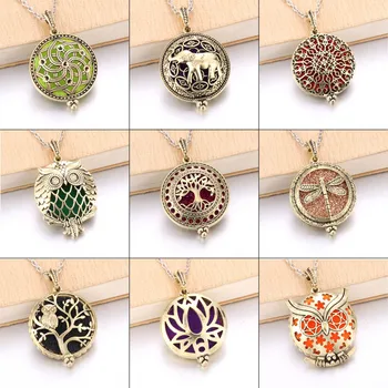 

Tree Of Life Bronze Aroma Box Diffuser Necklace Magnetic Aromatherapy Essential Oil Diffuser Perfume Box Locket Pendant Jewelry