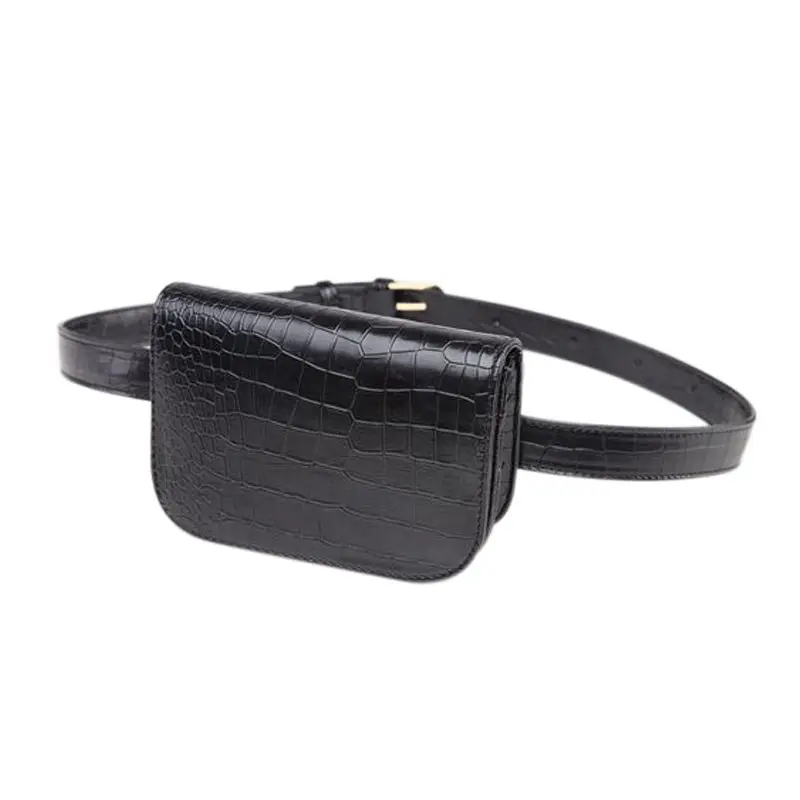 Модная женская сумка на талию наружная сумка для телефона с карманом из кожи аллигатора поясная сумка (черный)