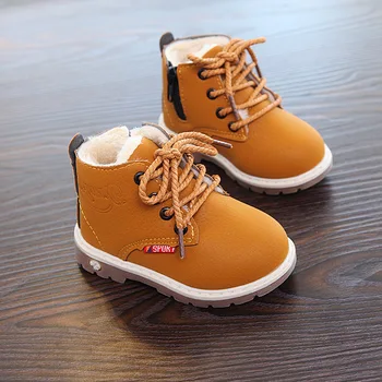

Fashion Children Leather Single Boots For Girls Boys Hot Sale Kids Snow Boots Shoes Casual Soft Children Baby Toddler Shoes A954