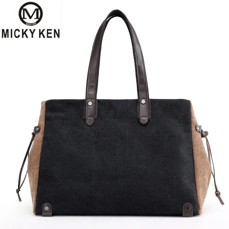 

New Student Shoulder Bag Handbag Wild Casual Art Small Fresh Simple Contrast Color Stitching Canvas Bag Bag Big Women Bags