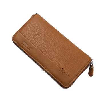

Genuine Leather Vintage Men's Wallets Long Zipper Clutches Money Purse Bag PU Leather Cards&Phone Holders Male Handy Soft Wallet