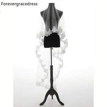 

Forevergracedress Elegant 100% Real Photo Lace Edge One Layer Wedding Accessories Tulle Bridal Veil with Comb Free Shipping