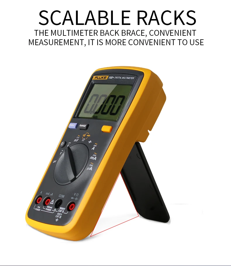 FLUKE 17B+ цифровой мультиметр AC/DC напряжение, ток, емкость, Ом тестер температуры Авто/ручное измерение диапазона