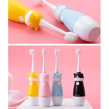 

USB Smart Dual Frequency Children Toothbrush Cute Cat Kid Sonic Brush Ultrasonic Toothbrush With Three Soft Hair Brushe