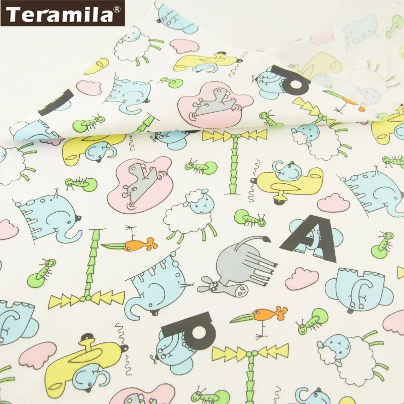 

Teramila Fabric 100% Cotton Twill Material Bed Sheet Clothing Cartoon Animals Patterns DIY For Cloth Scrapbooking Crafts Tela