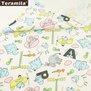 

Teramila Fabric 100% Cotton Twill Material Bed Sheet Clothing Cartoon Animals Patterns DIY For Cloth Scrapbooking Crafts Tela