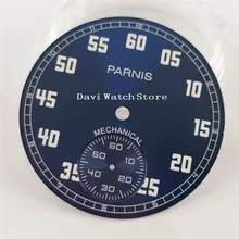Parnis 38,9 мм синий циферблат подходит для механических ETA 6498 циферблат часов a896