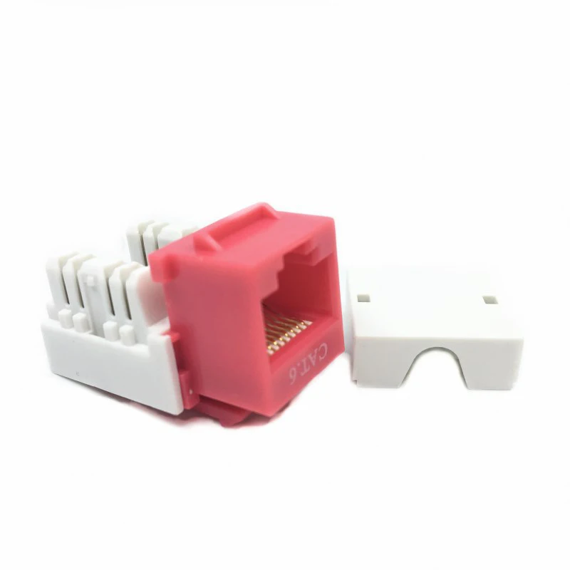 Cat6 UTP 90degree Keystone Jack Advanced Dual Type IDC Red Color Pass Fluke Unshielded Network Module Jack