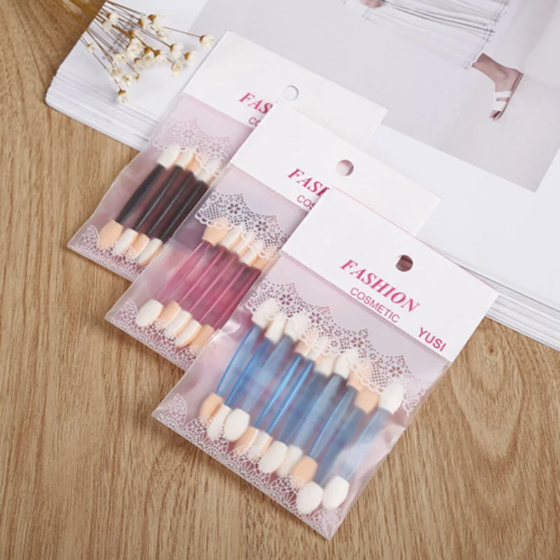 

10pcs Sponge Eyeshadow Applicator Double Ends Portable Eyeshadow Makeup Brushes Professional Beauty Cosmetic Make Up Tool