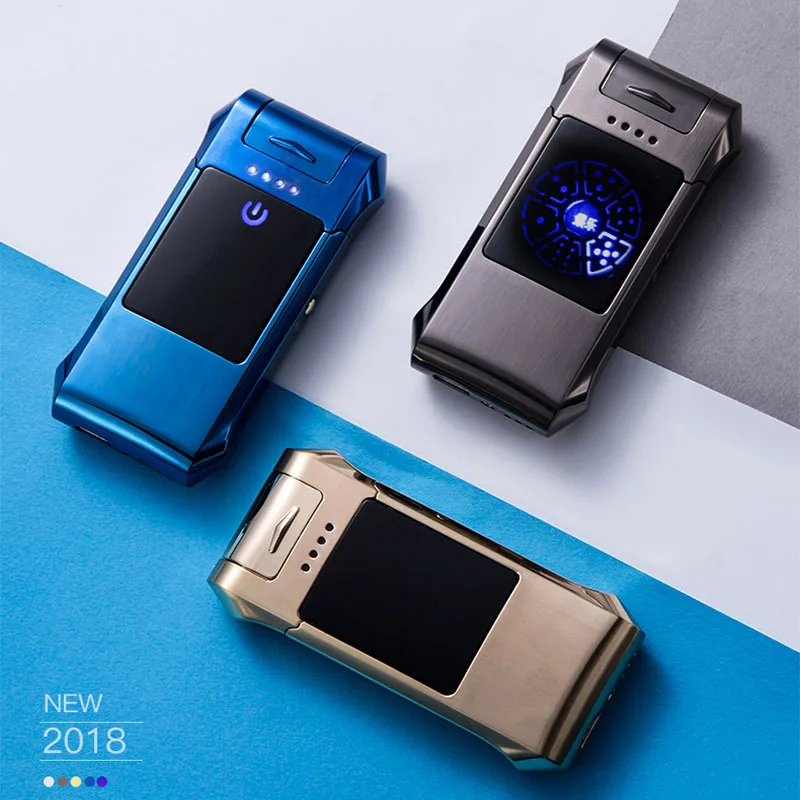

2018 new creative dual arc lighter touch sensing induction personality USB charging electronic cigarette lighter windproof