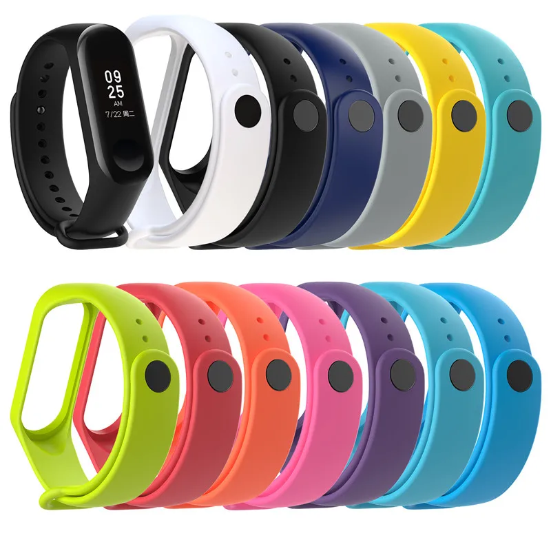 Ремешок силиконовый для Xiaomi Mi Band 3 спортивный мягкий цветной резиновый сменный