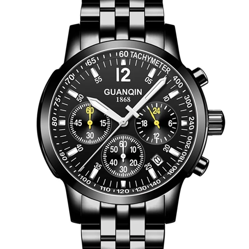 GUANQIN часы для мужчин бизнес мужские часы лучший бренд класса люкс водонепроницаемые часы кварцевые наручные часы с хронографом erkek kol saati - Цвет: D