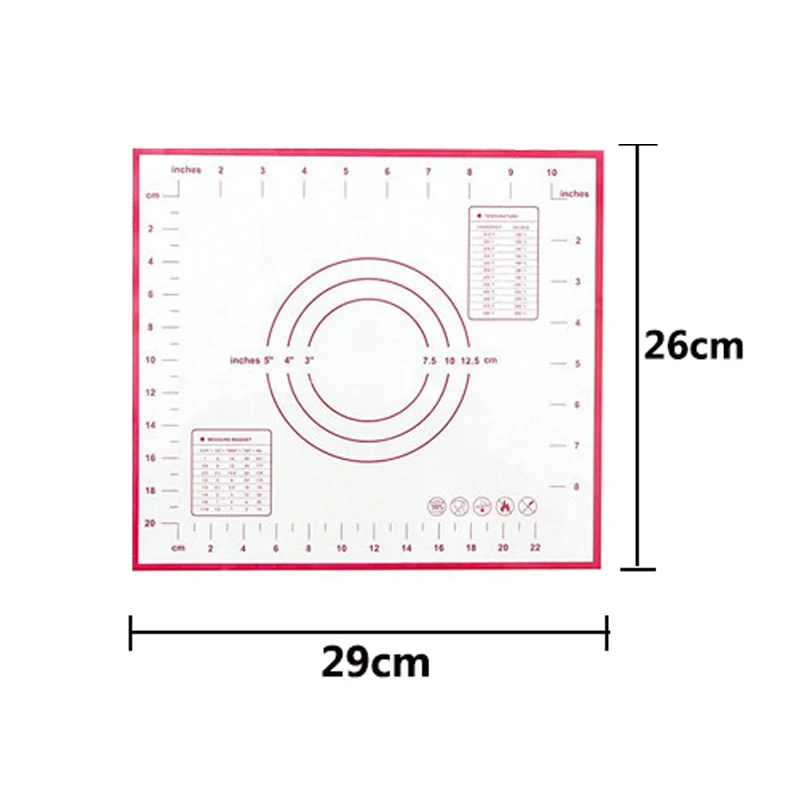 FHEAL силиконовые коврики для выпечки с антипригарным покрытием для духовки, раскатки теста, помадка, кондитерские изделия, коврики и вкладыши, формы для выпечки, кухонные инструменты для выпечки - Цвет: Red-26cmx29cm