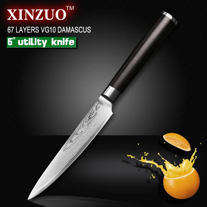 XINZUO 67 layers 5 Japanese VG10 Damascus steel kitchen knife Utility Universal knife ebony wood handle