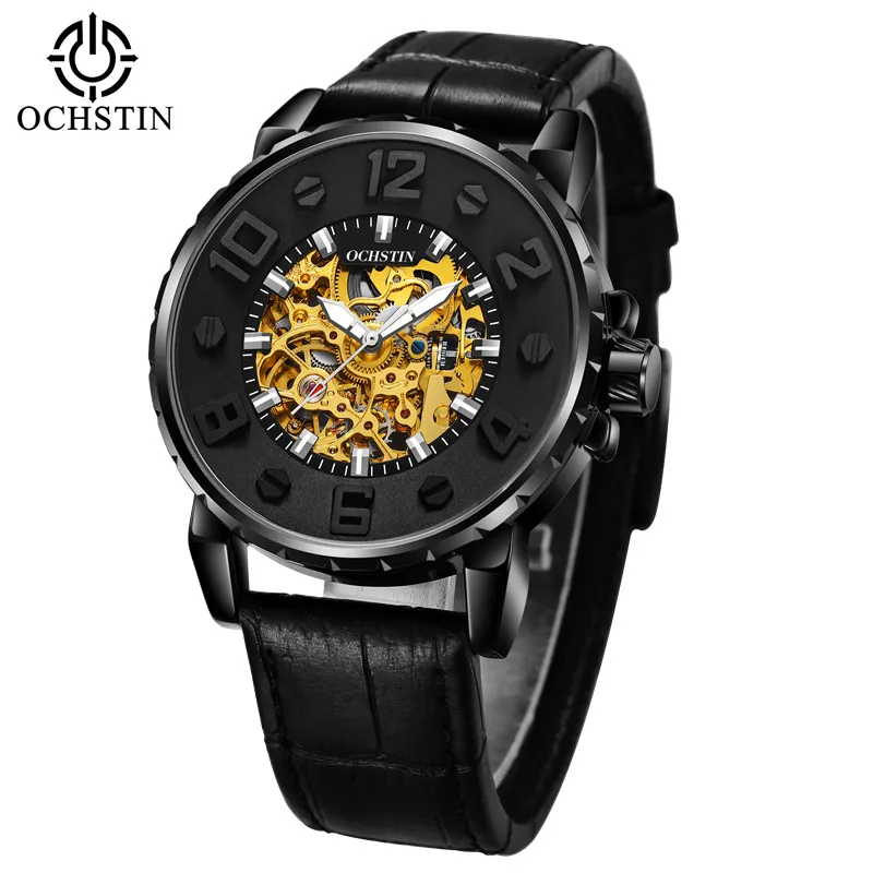 Часы скелетоны Мужские механические на кожаном ремешке|watch brand|watch self-windingwatch erkek |