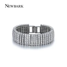 NEWBARK Luxury Sparklin CZ Bracelets For Women Silver Color Bracelet Bangles Femme Bridal Wedding Jewelry Pulseira