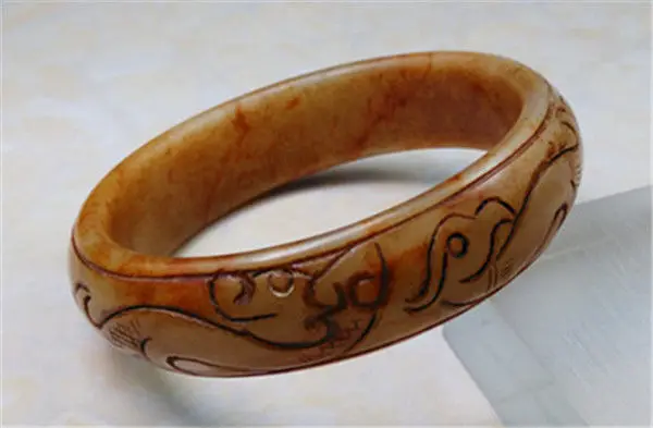 

FREE SHIPPING>>>@@ NEW UNIQUE CHINA ANCIENT CARVING JADE JEWELRY 100% NATURAL JADE BRACELET 59.7MM NEW