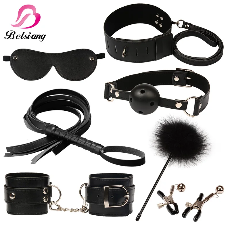 Aliexpress Com Buy 7 Pcs Set Sex Leather Bdsm Bondage Kit Bed