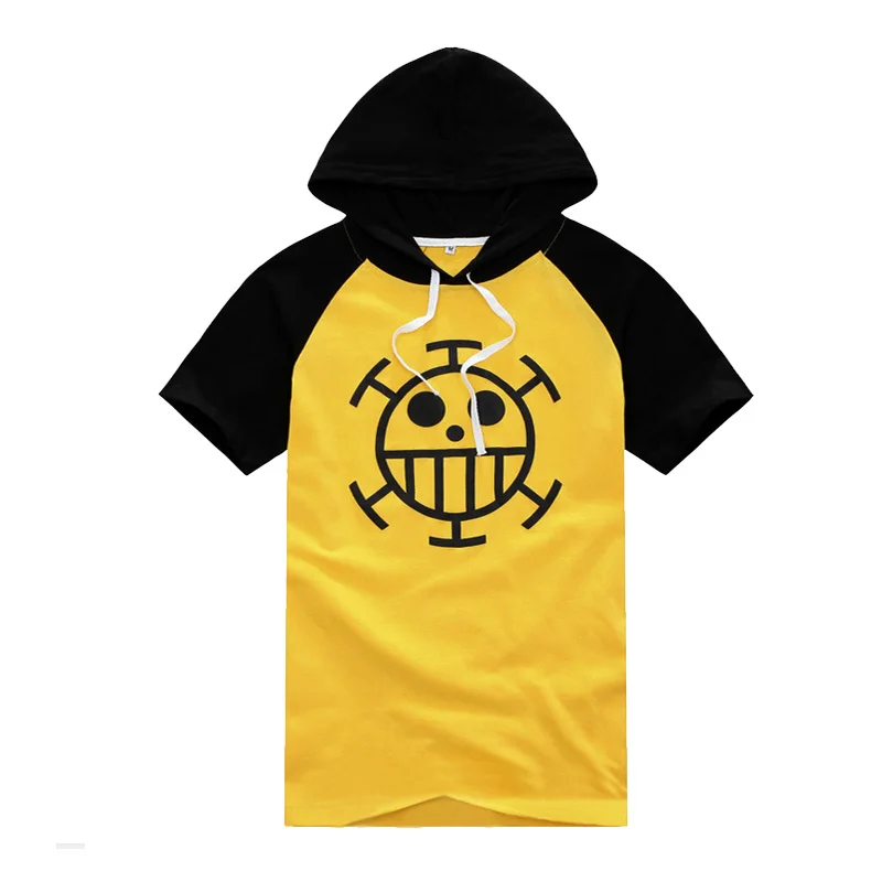 Coshome One piece Trafalgar Law T-shirts Cosplay Costumes Men T shirts Hoodies Adult Tops Skull Head Short Sleeves Summer Tees (2)