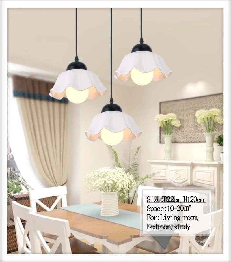 

BOKT Modern Pendant Lamp White Loft Nordic E27 ceramic Lampshade Bar Restaurant Lamp Industrial Pendant Lamp 3 head or 4 head