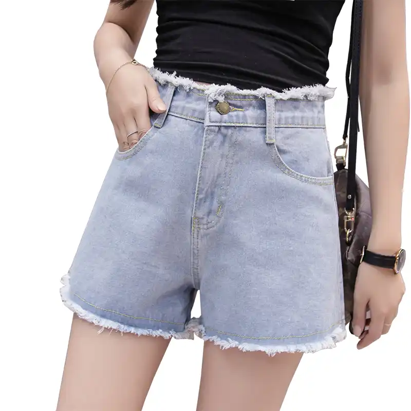 fray hem denim shorts