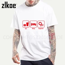 2017 New Fashion T Shirt Eat Sleep Engineer Tshirts Cotton Short Sleeve Engineering Career Occupation Funny Technology T-shirts