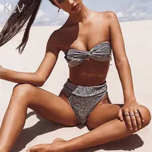KLV микро серое бикини, купальник, сексуальное бикини, женский купальник maios, слинг, стринги, купальник для девушек, блестящая пляжная одежда для женщин#@ F